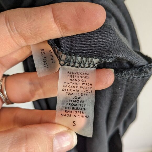 Seven times seven Black Drape Drop Waist Dress Women's Size Small - Picture 9 of 9